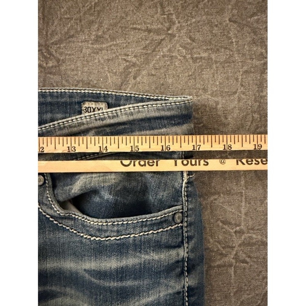 BKE Stella Bootcut Jeans Medium Wash Blue Low Rise Thick Stitch Womens 34x33 - Picture 7 of 10
